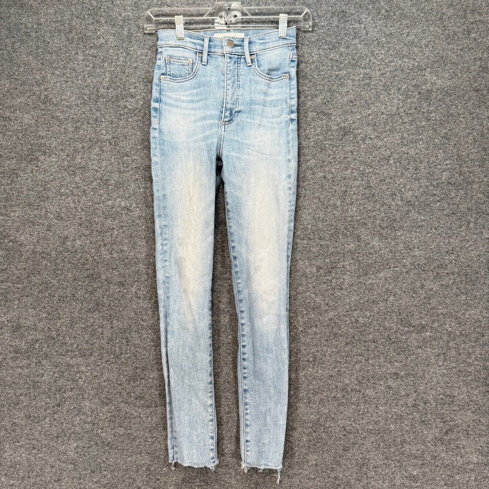Denim Forum Skinny Jeans Womens 24 Blue‎ Lola High Rise Raw Hem Frayed Denim
